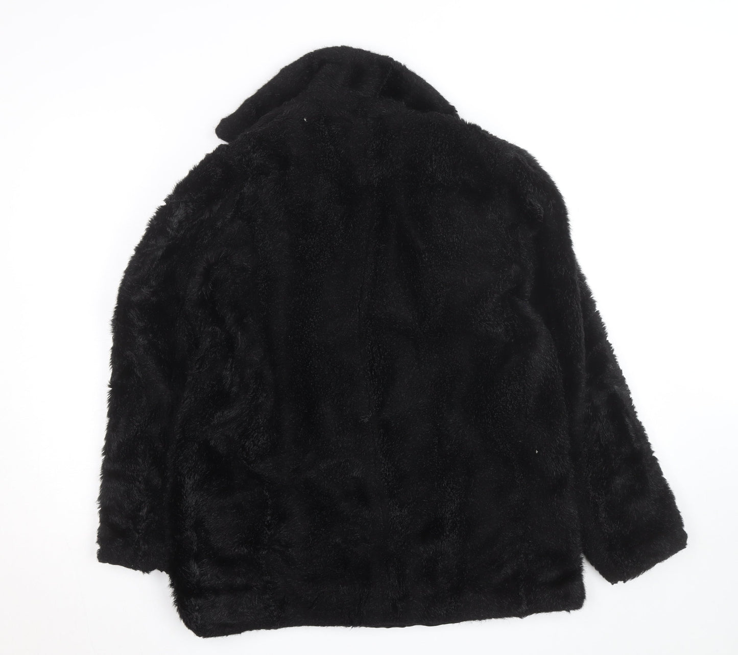 Zara Woman Black Faux Fur Mid-Length Coat Women M Autumn Winter