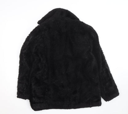 Zara Woman Black Faux Fur Mid-Length Coat Women M Autumn Winter