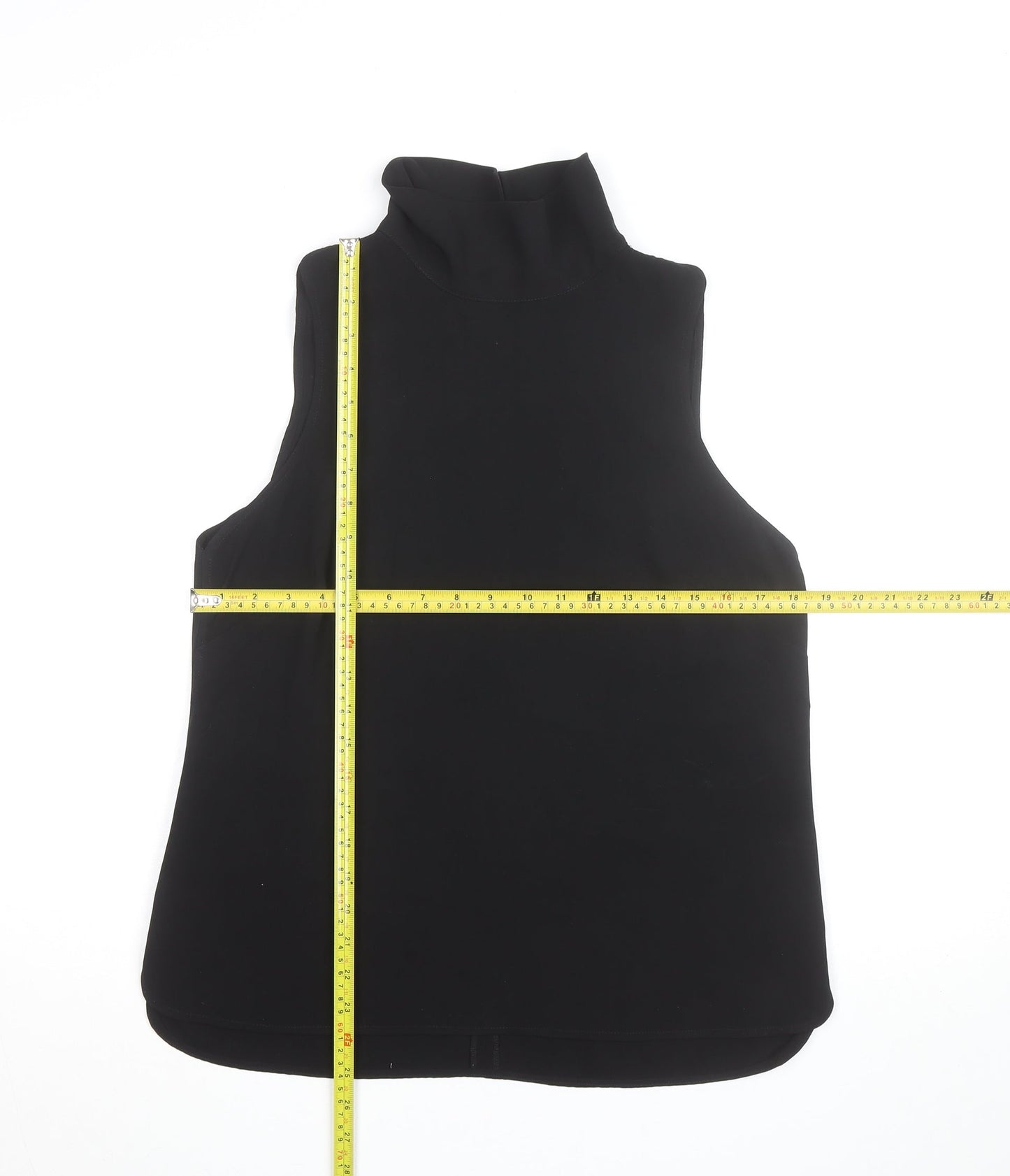 Coast Women's Black Roll Neck Sleeveless Woven Tank Top Size 12
