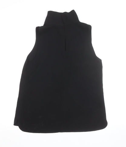 Coast Women's Black Roll Neck Sleeveless Woven Tank Top Size 12