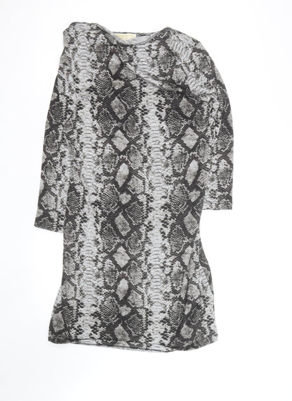 Michael Kors Womens Grey Snake Print Bodycon Dress Size M