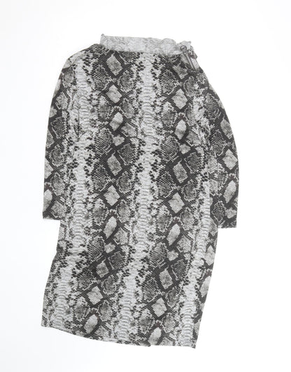 Michael Kors Womens Grey Snake Print Bodycon Dress Size M