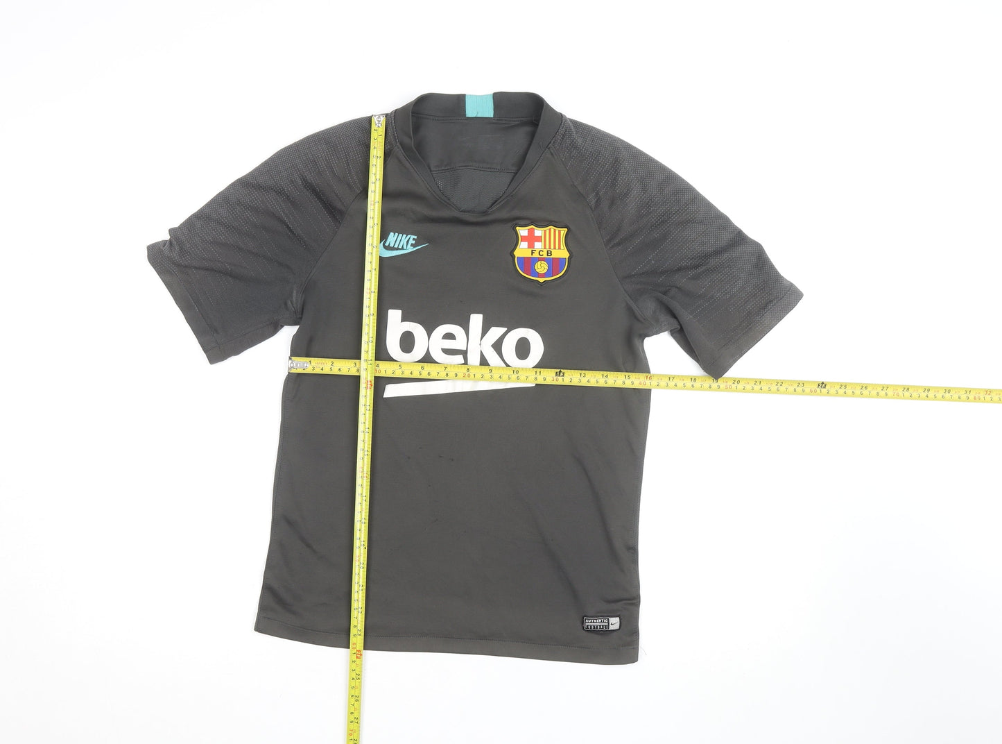 Nike Men Grey Barcelona FCB Short Sleeve Athletic Training Top Size S