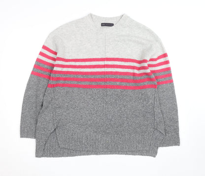 Marks and Spencer Women's Grey Striped Knit Pullover Jumper Size 12