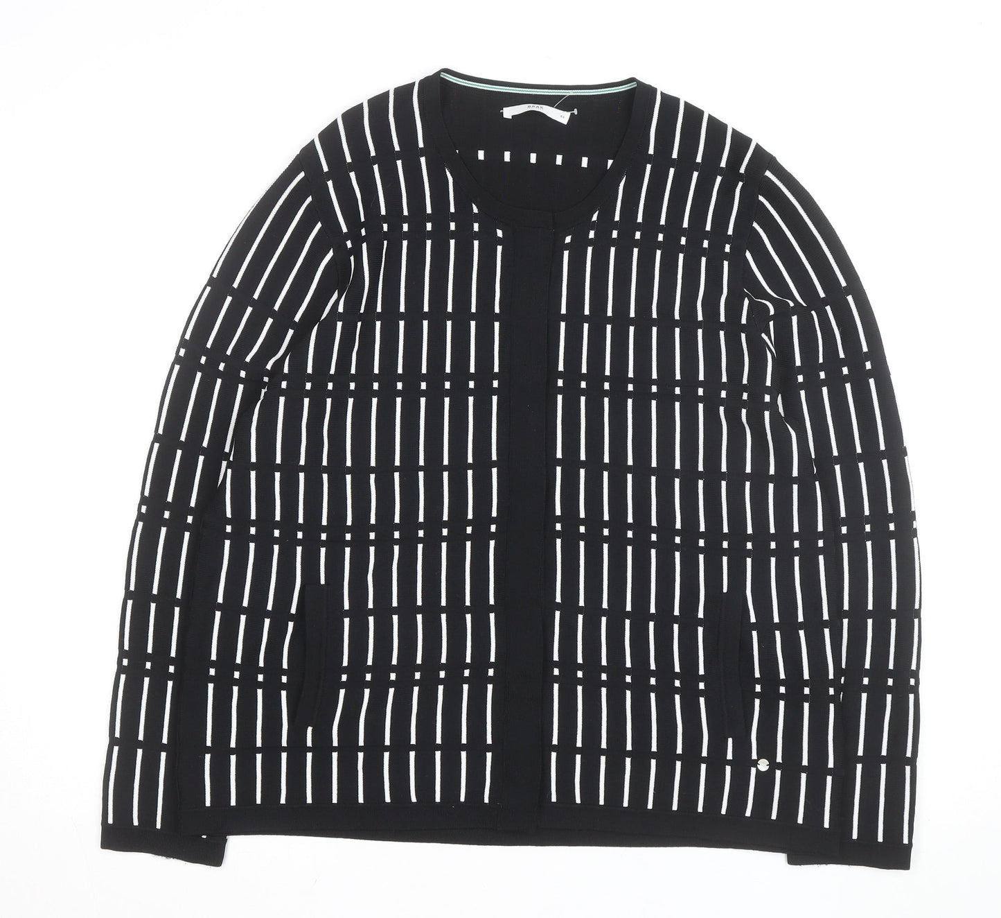 Brax Women's Black Check Knit Cardigan Size 16
