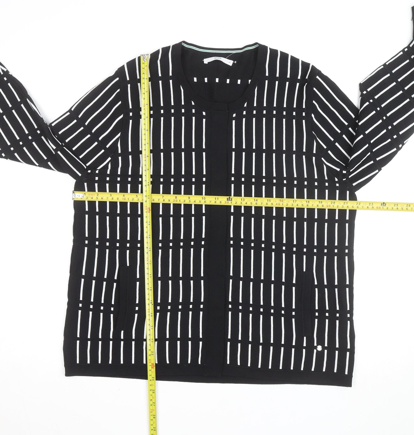 Brax Women's Black Check Knit Cardigan Size 16