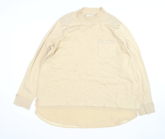 Next Women Beige Mock Neck Long Sleeve Pullover Jumper L