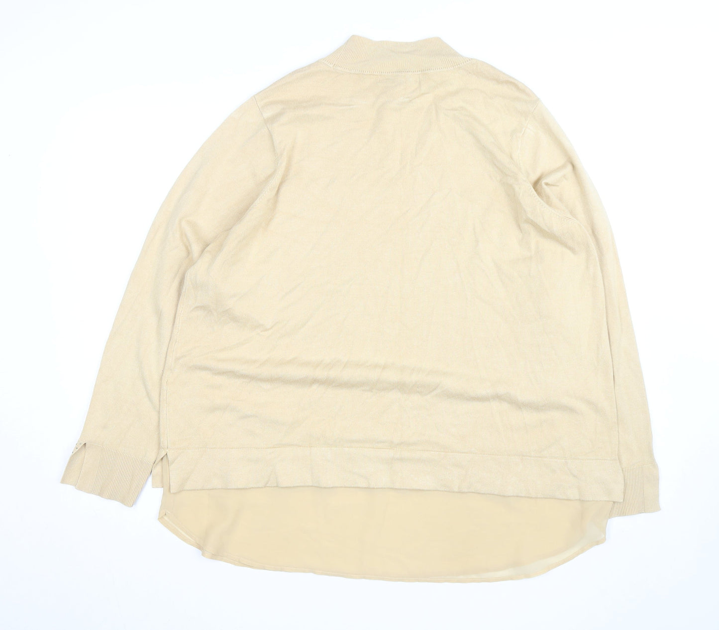 Next Women Beige Mock Neck Long Sleeve Pullover Jumper L
