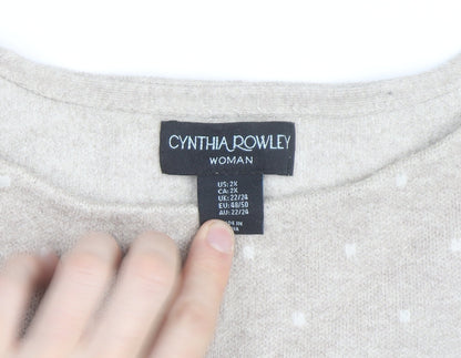 Cynthia Rowley Woman Beige Polka Dot Knit Jumper UK 22/24