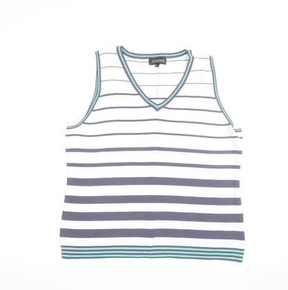 Femme Women’s White Striped V-Neck Tank Top Size XL