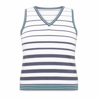 Femme Women’s White Striped V-Neck Tank Top Size XL