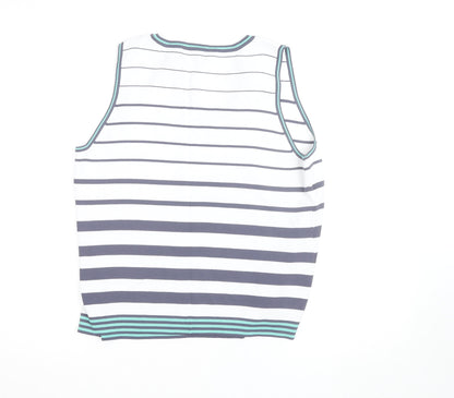 Femme Women’s White Striped V-Neck Tank Top Size XL