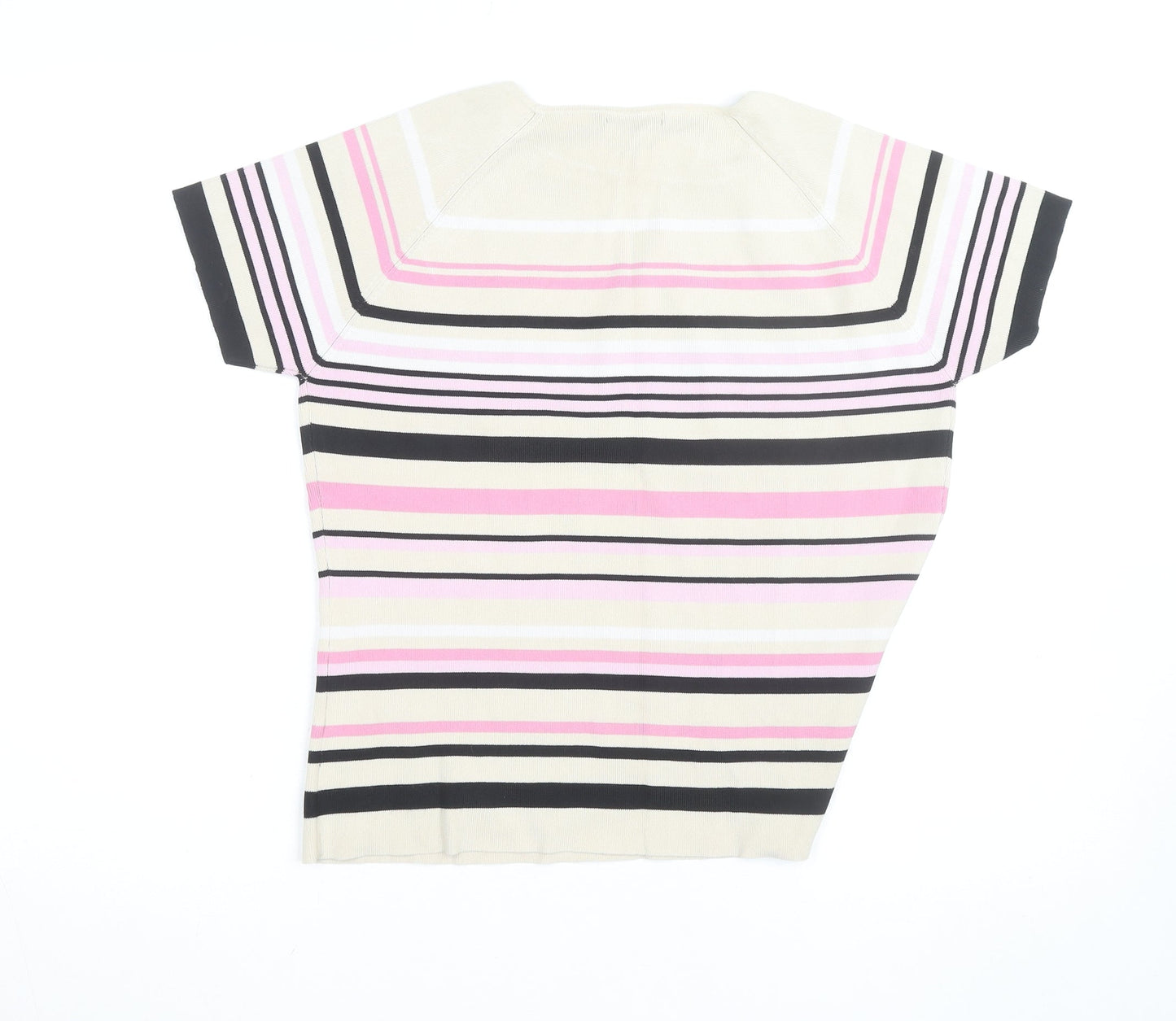 Berkertex Women’s Multicoloured Striped Knit Short Sleeve Top Size 16