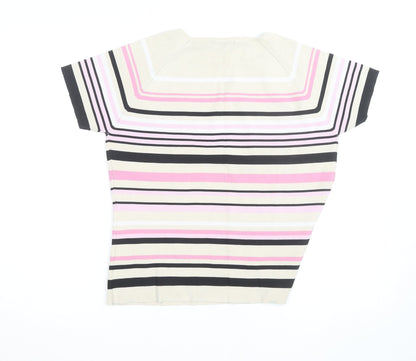 Berkertex Women’s Multicoloured Striped Knit Short Sleeve Top Size 16