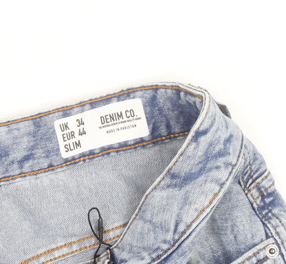 Denim Co. Women Blue Slim Fit Light Wash Denim Shorts Size 34