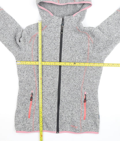 Meru Womens Grey Full Zip Hooded Fleece Jacket Size 12