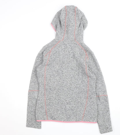 Meru Womens Grey Full Zip Hooded Fleece Jacket Size 12
