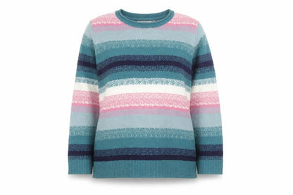 Isle Womens Multicoloured Striped Crew Neck Jumper Size 14