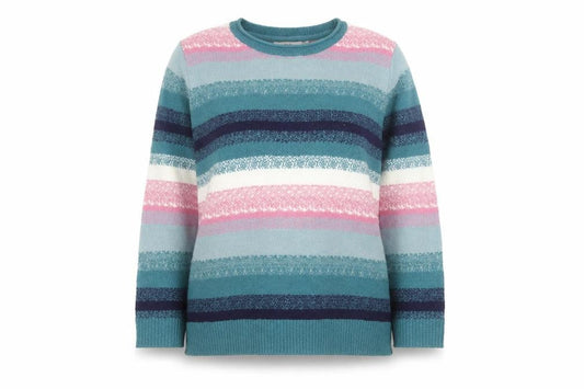 Isle Womens Multicoloured Striped Crew Neck Jumper Size 14