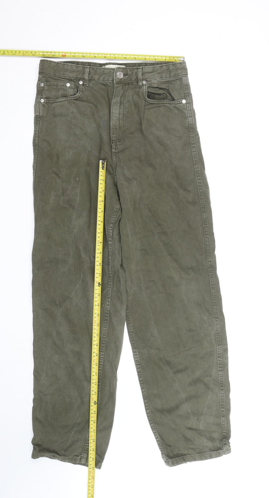 MNG Men's Green Straight Jeans Size S Regular Fit Denim