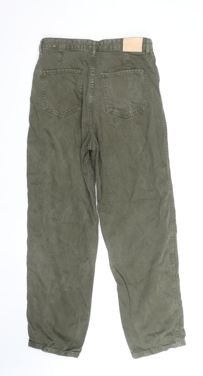 MNG Men's Green Straight Jeans Size S Regular Fit Denim