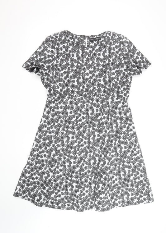 Dorothy Perkins Women Black Floral Lace A-Line Dress Size 16