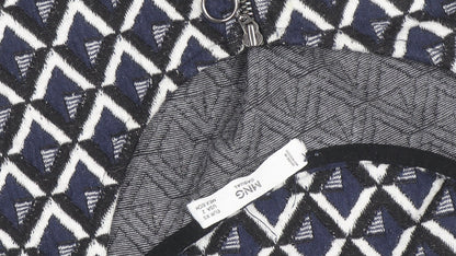 Mango Women Blue Geometric Zip Knit Tank Top XS