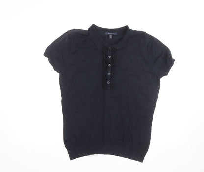 GANT Womens Black Short Sleeve Collared Polo Top Size XL