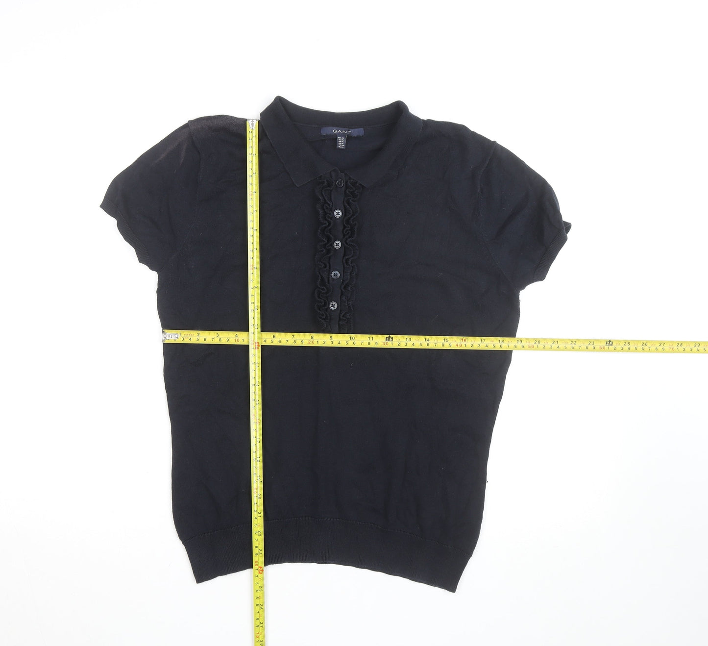 GANT Womens Black Short Sleeve Collared Polo Top Size XL