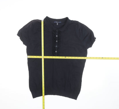 GANT Womens Black Short Sleeve Collared Polo Top Size XL