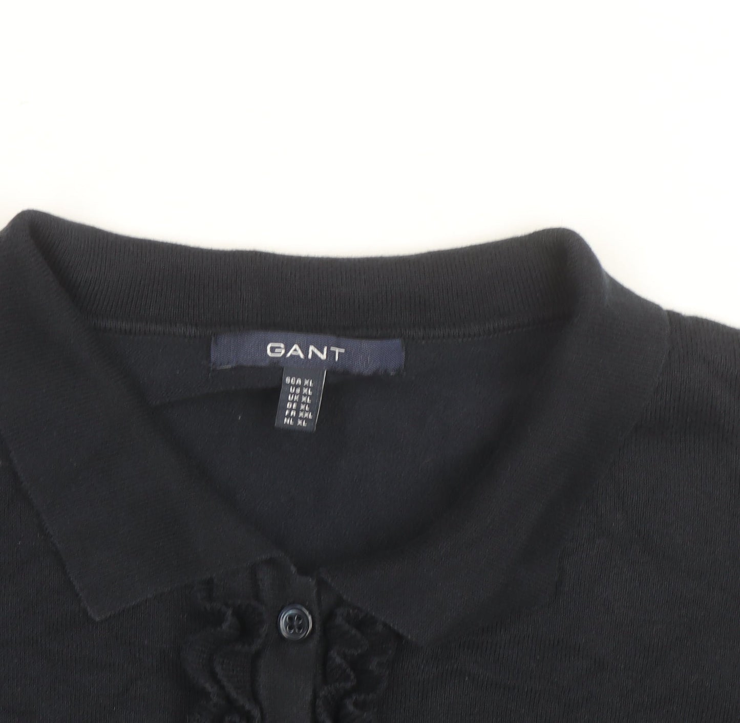 GANT Womens Black Short Sleeve Collared Polo Top Size XL