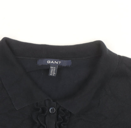GANT Womens Black Short Sleeve Collared Polo Top Size XL