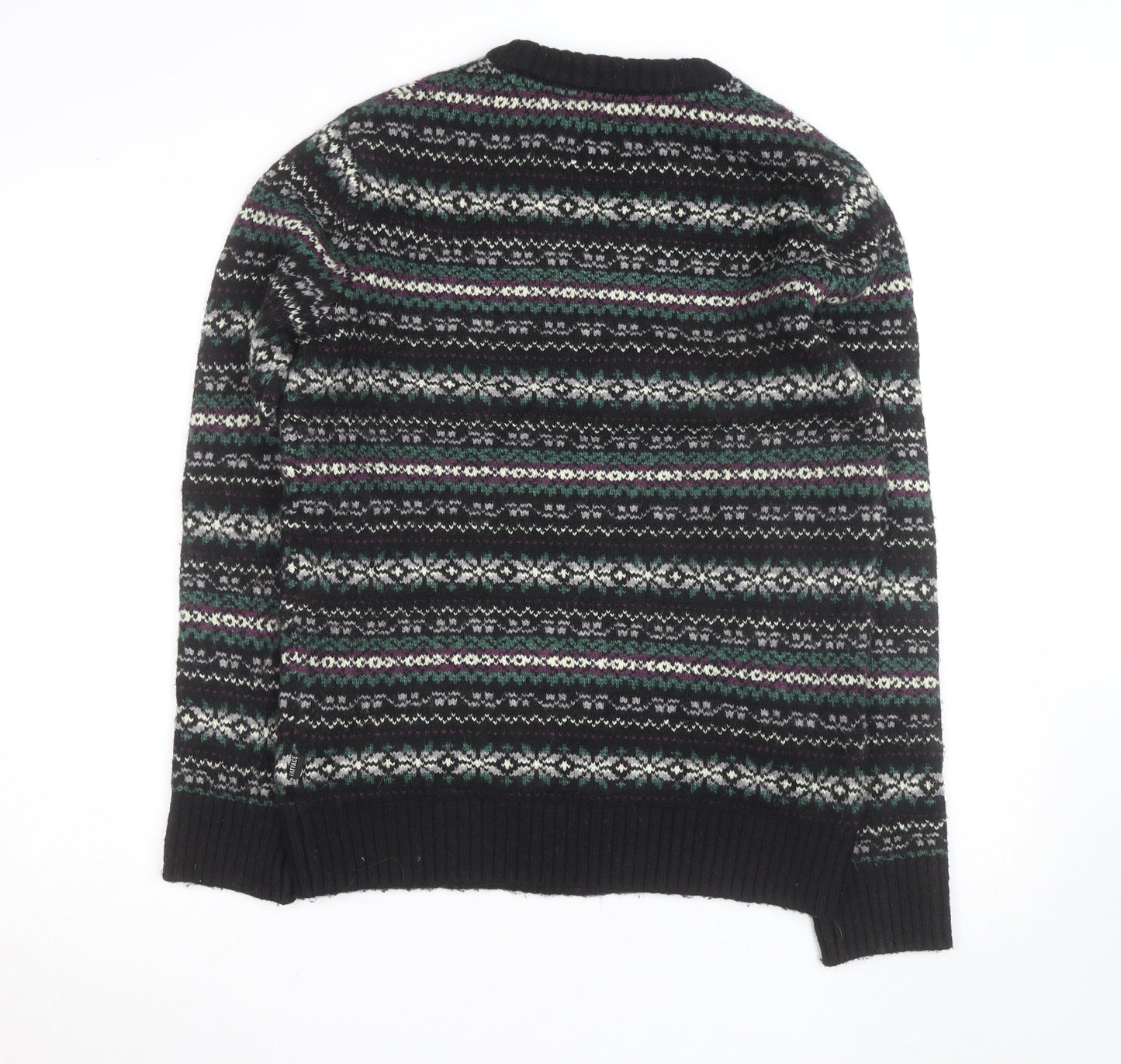 FatFace Men’s Black Fair Isle Wool Blend Crew Neck Jumper L