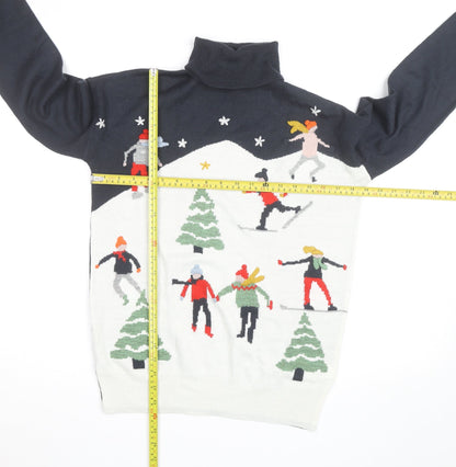 Next Women Multicoloured Roll Neck Christmas Jumper Size 8