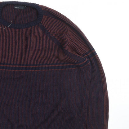 ASOS DESIGN Men’s Blue 2XL Striped Knit Pullover Jumper