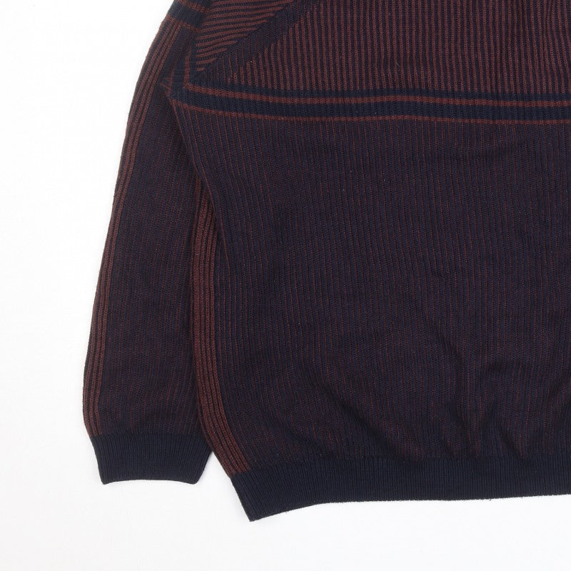 ASOS DESIGN Men’s Blue 2XL Striped Knit Pullover Jumper