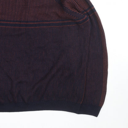 ASOS DESIGN Men’s Blue 2XL Striped Knit Pullover Jumper