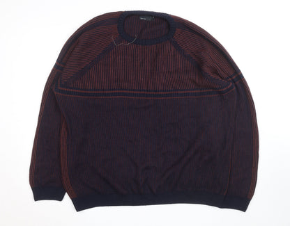 ASOS DESIGN Men’s Blue 2XL Striped Knit Pullover Jumper