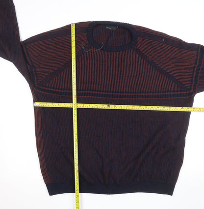 ASOS DESIGN Men’s Blue 2XL Striped Knit Pullover Jumper