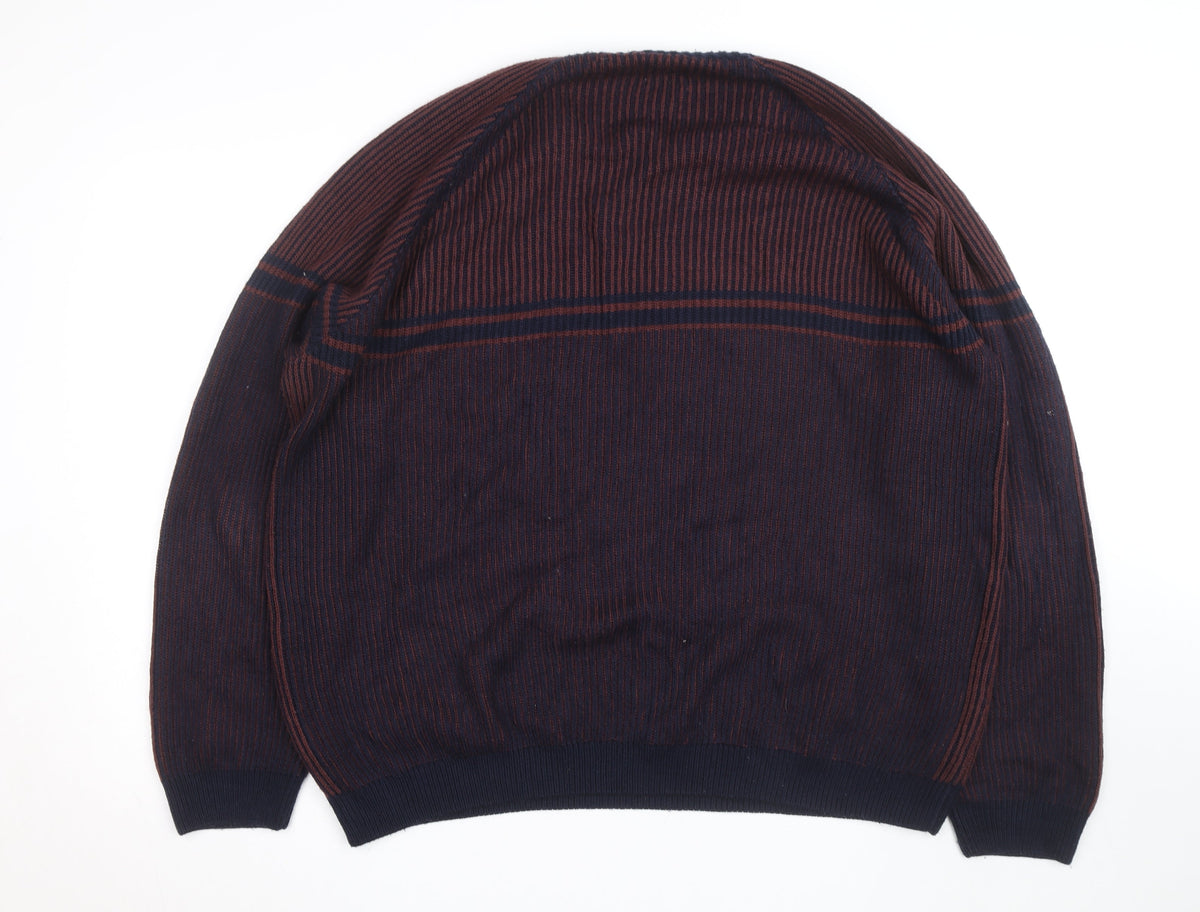 ASOS DESIGN Men’s Blue 2XL Striped Knit Pullover Jumper