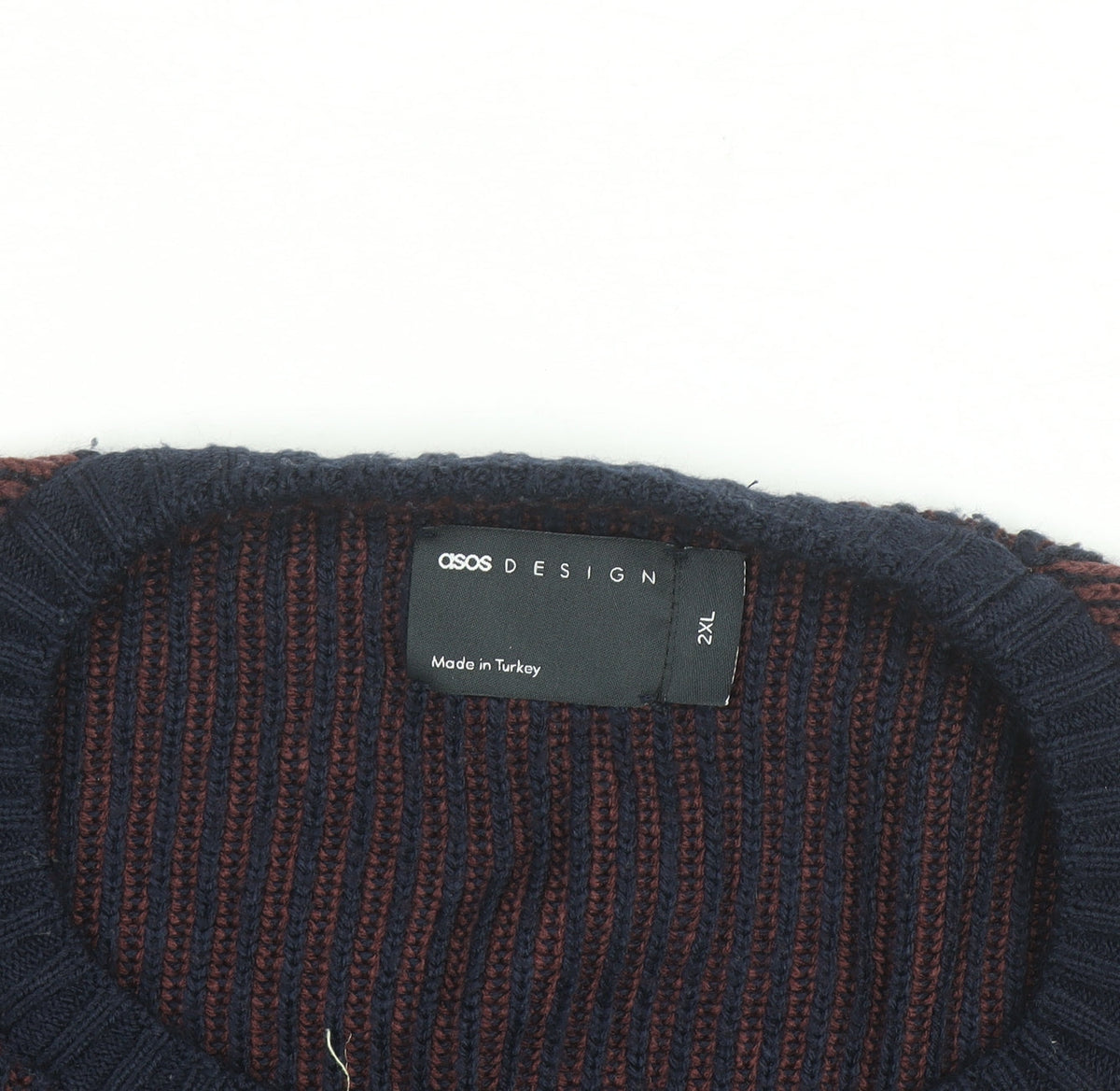 ASOS DESIGN Men’s Blue 2XL Striped Knit Pullover Jumper