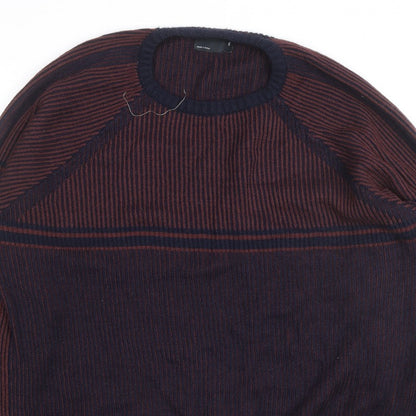 ASOS DESIGN Men’s Blue 2XL Striped Knit Pullover Jumper