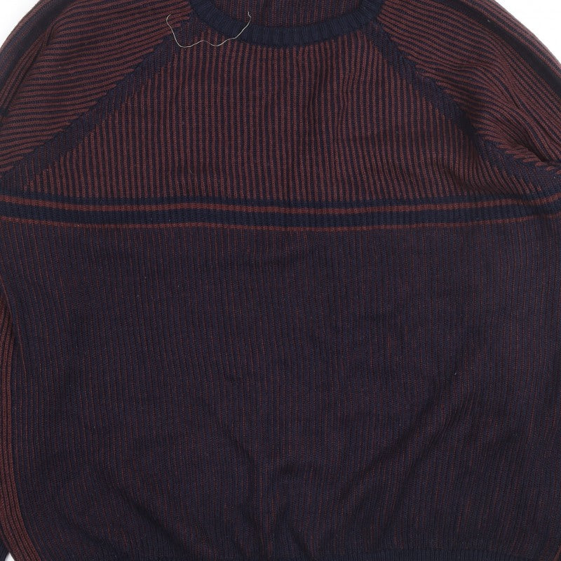 ASOS DESIGN Men’s Blue 2XL Striped Knit Pullover Jumper