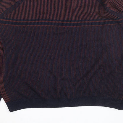 ASOS DESIGN Men’s Blue 2XL Striped Knit Pullover Jumper