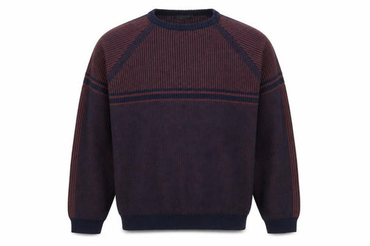 Front view of ASOS DESIGN Men’s Blue 2XL Striped Knit jumper