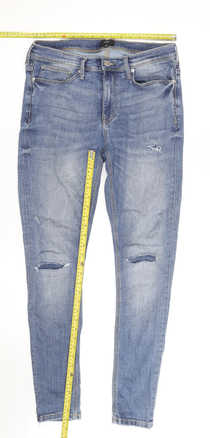 River Island Women's Blue Skinny Distressed Jeans Size 16 Regular