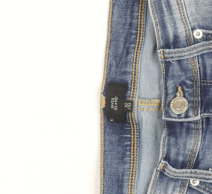 River Island Women's Blue Skinny Distressed Jeans Size 16 Regular