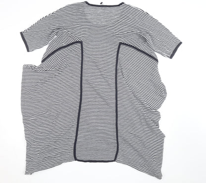 Jaeger Women Blue Striped Linen Cotton Relaxed T-Shirt Size L