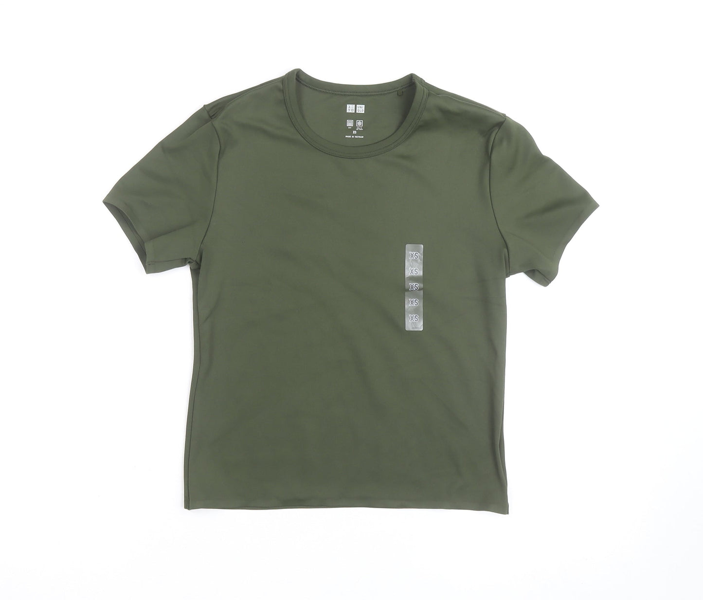Uniqlo Men's Green Quick Dry Crew Neck Short Sleeve T-Shirt XS