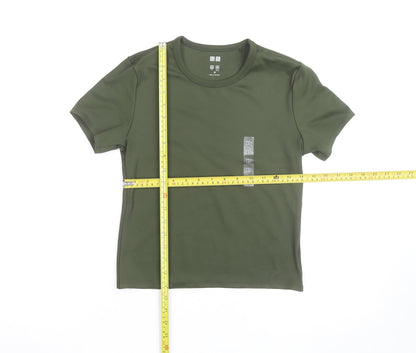 Uniqlo Men's Green Quick Dry Crew Neck Short Sleeve T-Shirt XS